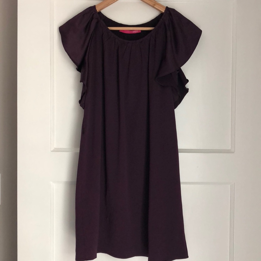 Dark purple flounced sleeved dress